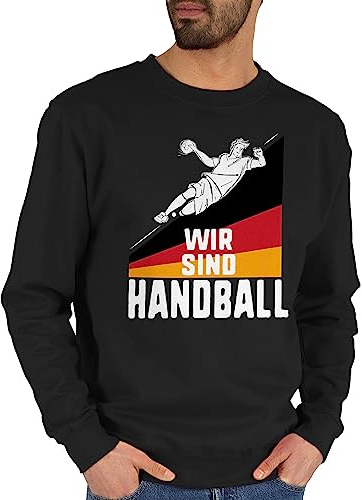 Sweater Pullover Sweatshirt Herren Damen - Handball EM 2024 Trikot Ersatz - Wir sind Handball! Deutschland - S - Schwarz - handballer geschenk wm geschenke handball+sprüche ball spruch hanball