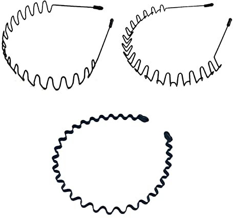 Lot de 3 bandeaux de sport antidérapants pour cheveux longs, serre-tête en métal pour hommes, anneaux à cheveux pour sports de plein air, usage quotidien