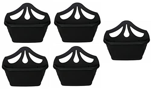 Fence Wall Planter Plant Flower Basket Pot Container Venetian Garden Box Plastic UK (Wall Planter 31 cm Black, 5)