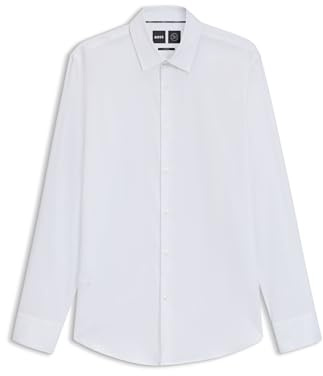 BOSS Herren P-HANK-s-C1-222 Slim-Fit Hemd aus strukturierter High-Performance-Baumwolle Weiß 41