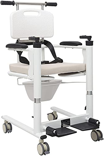 Samnuerly Roll-Toilettenstuhl, höhenverstellbarer Aufzug, Patienten-Rollstuhl, Badezimmerstuhl mit Toilette, für behinderte Senioren geeignet