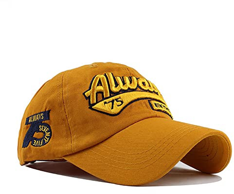 YULOONG Baseball Cap 100% Baumwolle Sonnenhut Fashion Stickerei Always New York City Sommer Outdoor Cap Verstellbare Größe Unisex Gelb