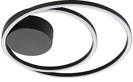 EGLO LED Deckenleuchte Ruotale, runde Deckenlampe, Lampe Decke aus Kunststoff und Metall in weiß und schwarz, Deckenbeleuchtung warmweiß, Ø 45 cm