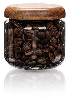 HolaJia Frischhaltedosen aus Glas mit Holzdeckel, kleine Kaffeedosen – Speisekammer-Organisation für Hafer, Müsli, Reis, Süßigkeiten (400 ml)