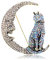 Strass-Brosche mit Katze auf dem Mond, für Damen und Mädchen, Vintage-Stil, AB-Kristall, Tier, Kätzchen, Halbmond-Brosche, Anstecknadeln, zierlich, übertriebener Weihnachtsschmuck, Unisex, Geschenk,