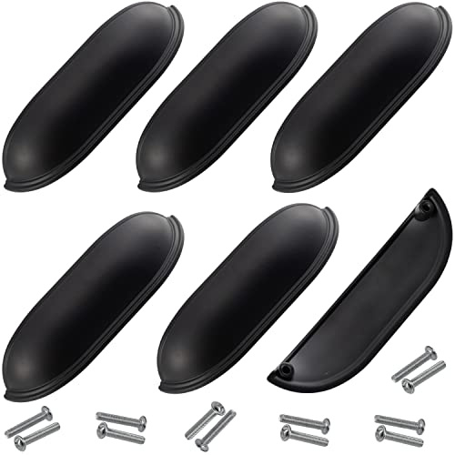AERZETIX - C64383 - Lot de 6 poignées de meuble entraxe 96 mm - pour porte armoire placard tiroir aménagement décoration intérieur cuisine salon assemblage - en métal - couleur noir mat