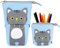 Hillylolly Federtasche Katze, Katzen Federmäppchen, Kinder Mäppchen Katze, Katze Schreibwaren, für Mädchen Jungen Teen Geschenk, 12.5~19cm (Blau)