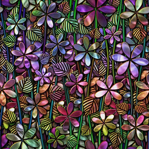 HEKO PANELS Stoff Oxford Meterware Canvas-Stoff Polyester Zum Nähen Nähstoffe Möbelstoffe Dekostoffe Handwerken Wasserabweisend Blumen Glasfenster 1 Meter 155 x 100 cm, DX1304