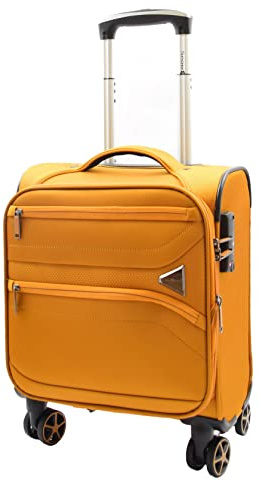 House Of Leather Expandable 8 Wheel Soft Luggage Bag Travel Suitcase TSA Lock Japan Yellow
