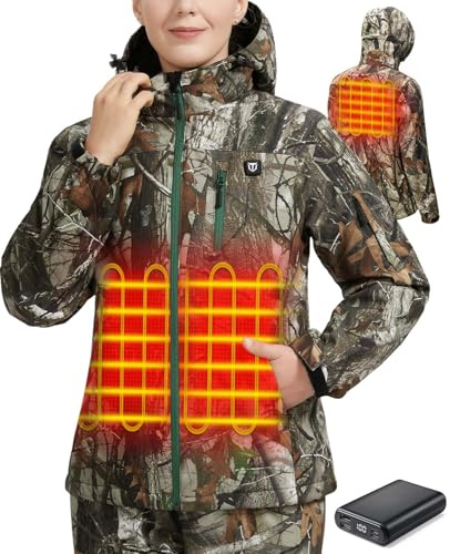 TIDEWE Heated Jacket for Women with Battery Pack, Hunting Coat (Next Camo G2 Size M)