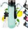 MOMO WAY Trinkflasche Tritan Wasserflasche Mit Früchtebehälter Wiederverwendbare Sportflasche Für Schule Gym Geschenk BPA-Frei 1-Klick Verschluss Türkis 1000ml