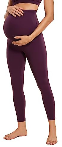 CRZ YOGA Butterluxe Leggings Premaman sopra la Pancia Leggings Morbidi per la Gravidanza - 63cm Viola Profondo 42