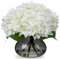Oairse Fleurs d'hortensia artificielles dans un vase à 4 têtes au toucher réel dans un vase en verre avec arrangement de fleurs artificielles en soie blanche pour la maison, la salle de bain, la