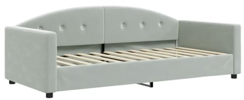 vidaXL Tagesbett, Gästebett 2-in-1, Sofabett Schlafsofa für Schlafzimmer Wohnzimmer, Bettsofa Sofa, Modernes Design, Hellgrau 90x200cm Samt