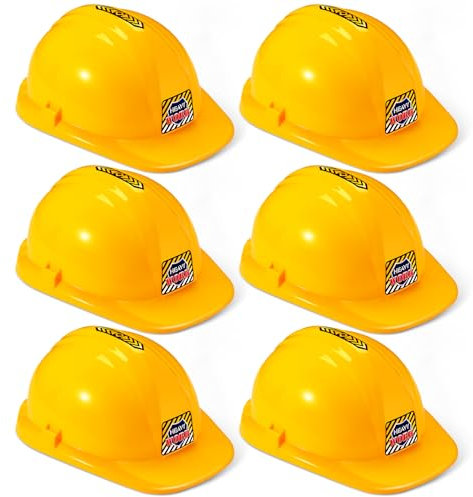 Cutecrop Bauhüte aus Kunststoff, Bauarbeiterhut, Helm für Mädchen, Jungen, Ingenieur, Bau-Mottoparty, Gelb, 6 Stück