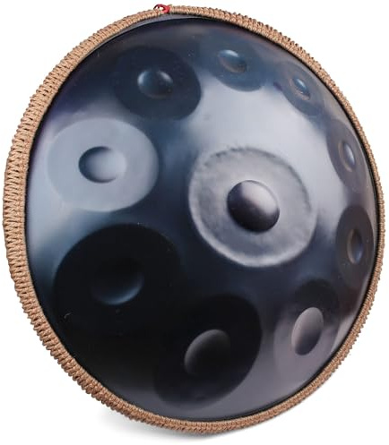 QWPDWA Handpan Stahltrommel, 440 Hz, 10 Noten, 55,9 cm in D-Moll mit Handpan-Ständer, Handpan-Tasche (blau)