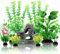 QUOZUO 9 Stück Aquarium Dekoration künstliche Pflanzen mit Harz Aquarium Höhle Fisch Tank Ornament zubehoer, Aquarium Grün Pflanzen Dekoration