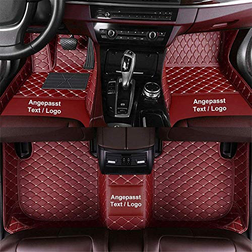 Anpassen Fußmatten für Dodge Challenger R-AM 1500 Charger Durango Nitro Grand Caravan Journey,PU-Leder Allwetter rutschfeste wasserdichte Auto Fussmatten Set (Rotwein)
