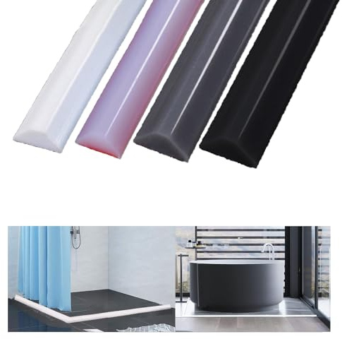 300CM Wet Room Floor Barrier, Shower Water Barrier, Shower Tray Seal, Silicone Water Retaining Strip, Shower Floor Water Barrier, Shower Threshold Water Barrier for Kitchen, Bathroom (Black 3m)