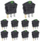 VEXUNGA Interruptor 12V Interruptores Basculante Redondo 20A 12 Voltios con LED Luces Verde 3Pines ON OFF 2Posiciones para Camper Moto Coche Barco (10 piezas)
