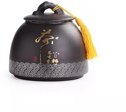 ISolay Tarro de Té Cerámica,Carrito de té de cerámica, latas de té de cerámica, latas Selladas de Almacenamiento Grandes de Arena púrpura, latas de Almacenamiento de té Blanco Pu'er Awakening