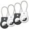 SCALLOP Airtag Keychain Holder 4 Pack, Air Tag Lock Case Holders with Wire Cable, Sturdy Protection Airtag Key Chain, Compatible Apple Airtag for Key Ring,Keys, Luggage.Black & White