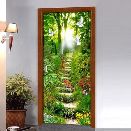 3D Türaufkleber Waldweg 80 X 200 Cm Selbstklebende Wandbild Familie Dekoration Kunst Aufkleber Schlafzimmer Bad Abnehmbare Poster Türaufkleber - Kinderzimmer Wohnzimmer Küche Schlafzimmer Tür Fotos