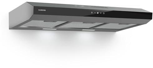 Klarstein Cooker Hood, Extractor Fan for Kitchen w/Dishwasher Safe Aluminium Grease Filter, 175 m³/h Airflow, LEDs, Touch Controls Cooker Hoods, Wall Mount Steel Fan Vent Hoods, Kitchen Extractor Fan