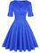 MINTLIMIT Women's 1950s Vintage Dresses Deep V Neck Half Sleeve Summer Cocktail Swing Dress (Blue Medium)
