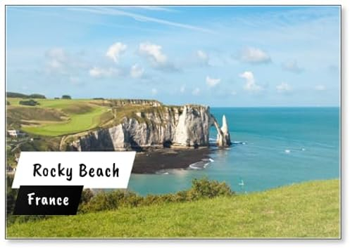 Kühlschrankmagnet Rocky Beach in Normandie, Frankreich