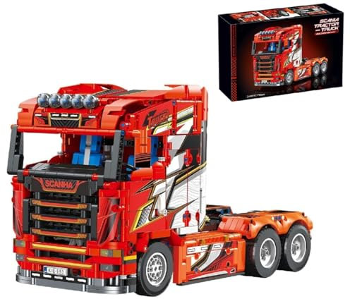 Technik LKW Bausteine, 1708 Teil Großes Scania Tractor Truck Modell, MOC Bausatz, Sammlerstücke Geschenke für Erwachsene und Kinder (Originalverpackung)