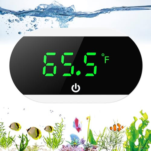 LOFICOPER Aquariumthermometer, Digital Marine Thermometer mit Hochpräzisions, ℃/℉, LED-Touch Display, LED Kabelloses Wasser Thermometer für Süßwasser Meerwasser Marine