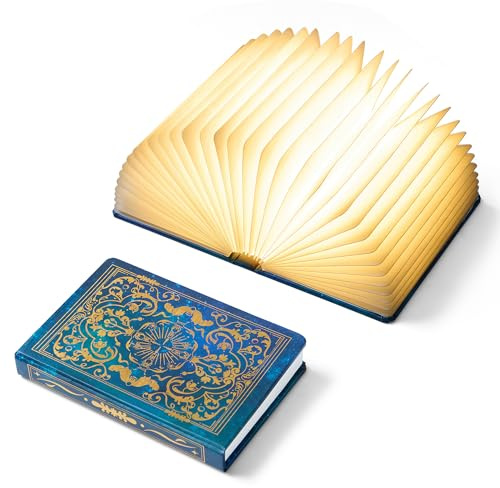 Uniwolk Book Lovers Gifts BookLamp - 5 Color Lights, 1200mAh Battery, Foldable Paper Lamp as Book Decor & Accessories, Hot Foil Cover Design, Unique Gifts for Women or Friends & Christmas