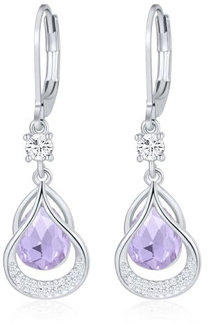 Silber Ohrringe Geburtsstein hängend ohrringe 14K silber hängend silber ohrringe Feine Schmuckstücke Geburtstagsgeschenke für Frauen Damen(Weißgold Juni)