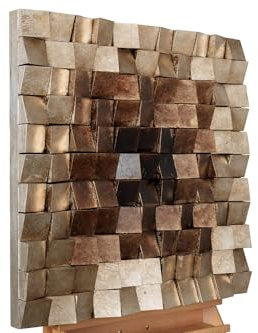 KunstLoft Holzbild 'Lustrous Pixel' 76x76x7,5cm handgefertigt Wandbild