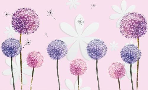 Lumalea - Papier peint panoramique Enfants Fleurs pissenlit - Largeur 420 cm x Hauteur 255 cm