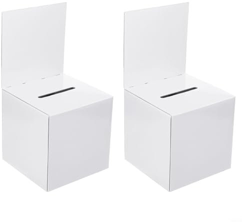 2 Stück Wahlurne aus Karton, Spendenbox mit abnehmbarem Header Board, Weiß für Spenden von HpLive