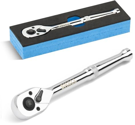 Shall Umschaltknarre 3/8 Zoll 90-Zahn Ratsche mit Schnellspanner | Chrom-Vanadium-Stahl | 4° Kleiner Betätigungswinkel für enge Bauräume