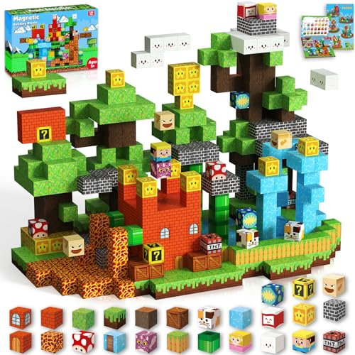 GraceDuck Magnetische Bausteine - 150 Teile Magnetic Blocks - Erkunde die Fantastische Spielwelt - Montessori magnetisches Spielzeug für Kinder ab 3-9 Jahren kreative Geschenke für Jungen und Mädchen