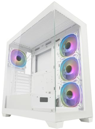 LC-Power Seamless_Pale_X 715W Gaming-Gehäuse ATX-Midi-Tower | 4X 120mm ARGB-Lüfter | Hartglas Front & Seite | USB-C 3.2 Gen 1x1 | Bis zu 10 Lüfter | 4 HDD/SSD Slots