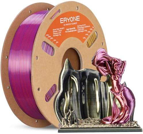ERYONE HS Seide Vierfarbiges PLA-Filament für 3D-Drucker, 1,75 mm +/-0,03mm, Hyper Speed Coextrusion Filament PLA Shiny 1kg, Twilight Glow (Schwarz & Rot & Dunkelviolett & Gold)