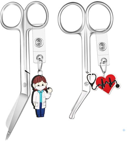 Gulfmew 2 Stück Verbandscheren Krankenschwester Schere mit Lustigen Markanten Anhänger für Frauen Männer Scharfe Pflege Verbandsschere aus Edelstahl Krankenschwester Geschenke für Arzt Krankenpfleger