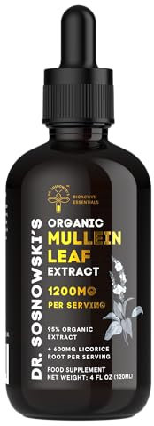 Dr. Sosnowski's BioActive Mullein Leaf Drops | 120ml | Super High Strength 1200mg Per Serving | 2 Month Supply | 1200mg Mullein Leaf Extract with 600mg Licorice Root Extract