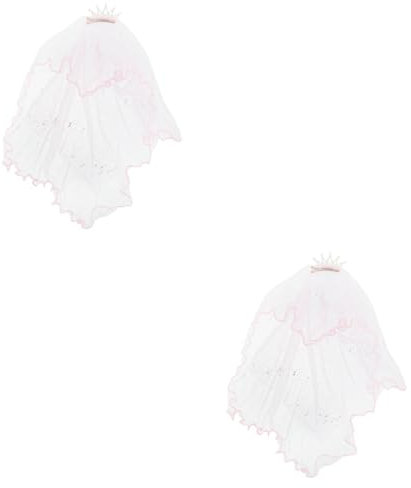 VICASKY Mädchen Schleier Zur Ersten Kommunion Mit Strass-Krone Und Spitzenrand - Kurzer Mantilla Schleier Für Hochzeit Und Taufe Ideal Für Fotografie Und Besondere Anlässe