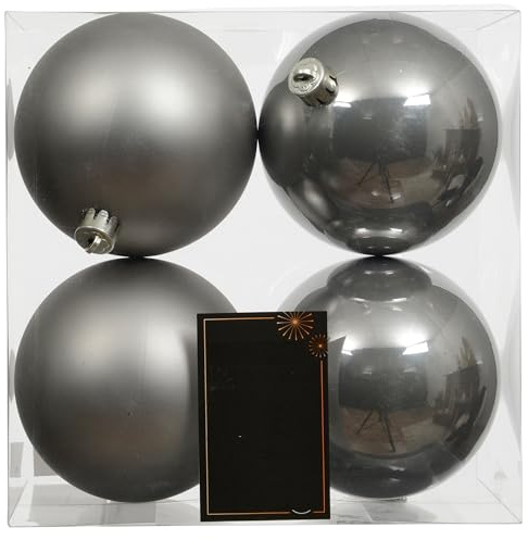 8 x Weihnachtskugeln aus Kunststoff Ø 10 cm - Warm Grau | Wetterfest frostsicher - Christbaumkugeln für Innen und Außen - Weihnachtsbaumkugeln Kunststoff