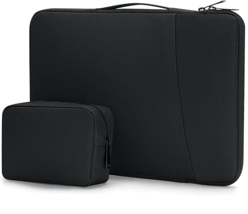 Cozary Pochette Ordinateur 14 Pouces, Étanche Housse Ordinateur avec Petite Pochette, Housse Ordinateur avec Poche Externe & Poignée Latérale, pour MacBook Air/Huawei/Lenovo/Samsung, Noir