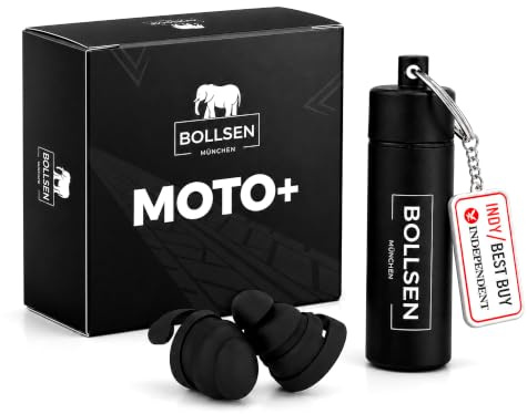 BOLLSEN Motorrad Ohrstöpsel – Wiederverwendbare Ohrstöpsel für Motorradfahrer – Windgeräuschreduzierung mit 24 dB SNR – Passt unter den Helm – Waschbar, Langlebig & Bequem (1)