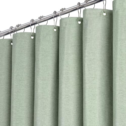 BTTN Duschvorhang Stoff 90x200 cm schmale Leinenoptik, Grün/Salbeigrün