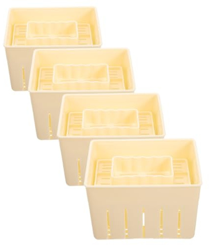 Generico 4 Tofu plastbitar beige plastbitar för gör-det-själv enkel arbetsbesparande praktisk hemlagad Tofu ostform