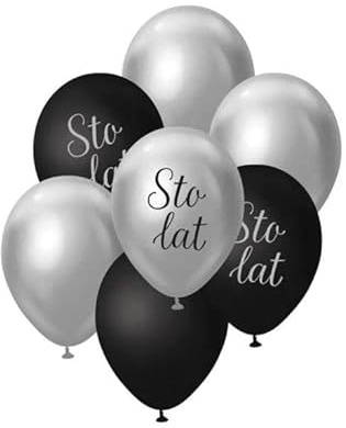 B&C Luftballons Bouquet silber-schwarz hundert Jahre 7St